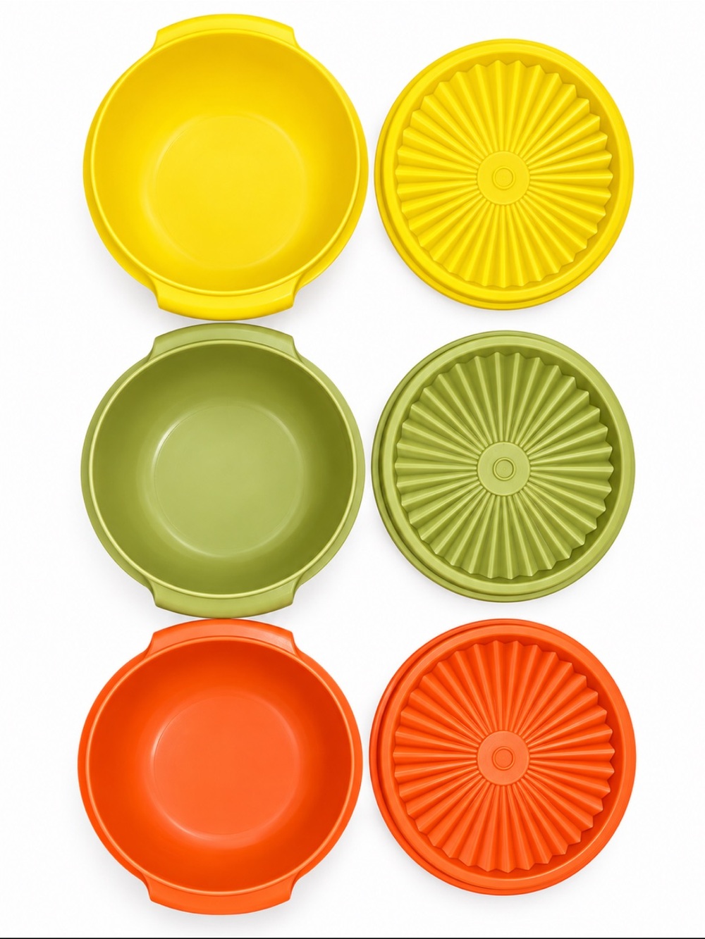 70s Vintage Tupperware Set of 3 – Yellow, Avocado Green & Orange